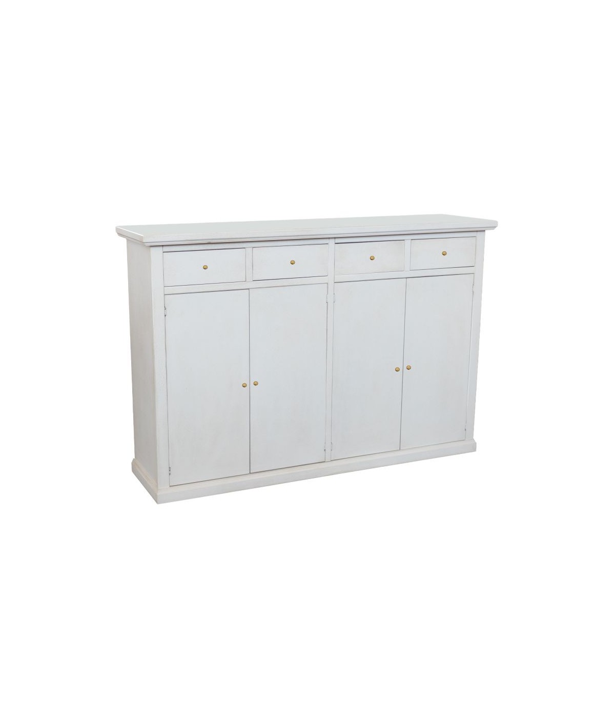 Madia Credenza legno 4 porte 4 cassetti shabby bianco anticato 160X40X110