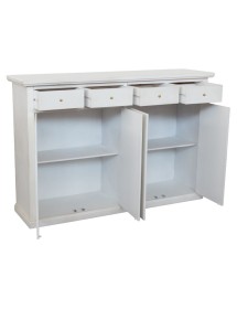 Madia Credenza legno 4 porte 4 cassetti shabby bianco anticato 160X40X110