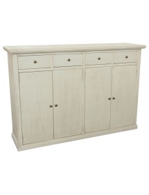 Madia Credenza legno 4 porte 4 cassetti shabby avorio anticato 160X40X110