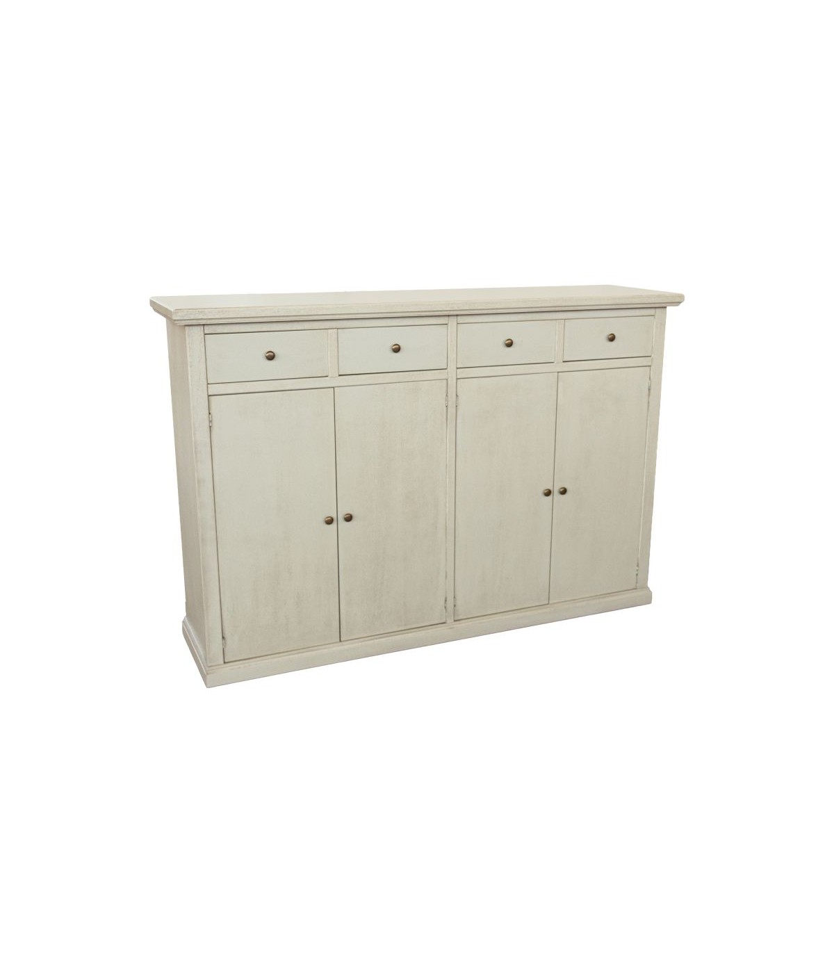 Madia Credenza legno 4 porte 4 cassetti shabby avorio anticato 160X40X110