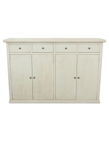 Madia Credenza legno 4 porte 4 cassetti shabby avorio anticato 160X40X110