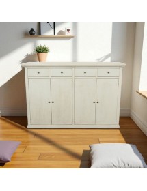 Madia Credenza legno 4 porte 4 cassetti shabby avorio anticato 160X40X110