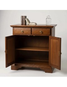 Credenza 2 Ante 2 cassetti arte povera legno massello tinta noce 90X40X94