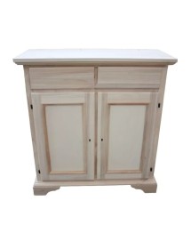Credenza 2 Ante 2 cassetti arte povera legno massello bianco 90X40X94