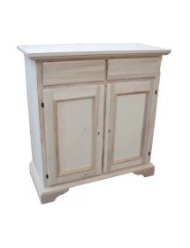 Credenza 2 Ante 2 cassetti arte povera legno massello bianco 90X40X94