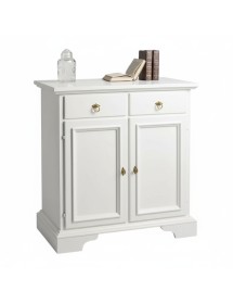 Credenza 2 Ante 2 cassetti arte povera legno massello bianco 90X40X94