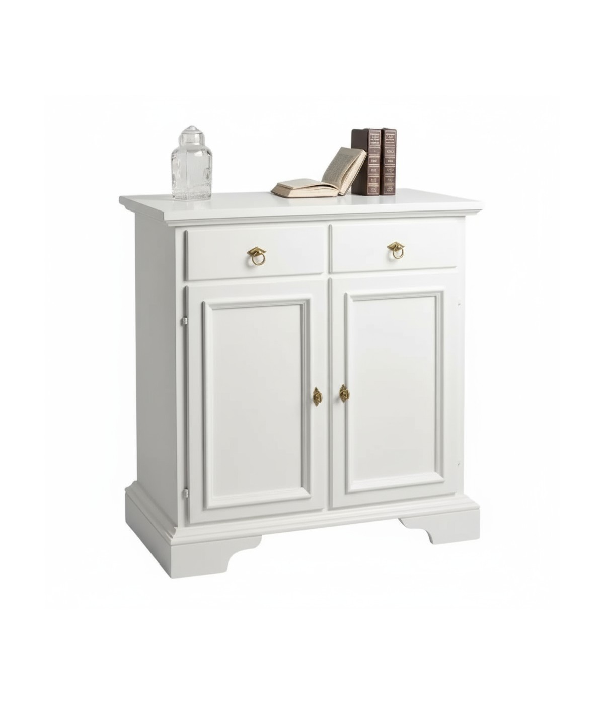 Credenza 2 Ante 2 cassetti arte povera legno massello bianco 90X40X94