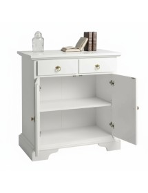 Credenza 2 Ante 2 cassetti arte povera legno massello bianco 90X40X94