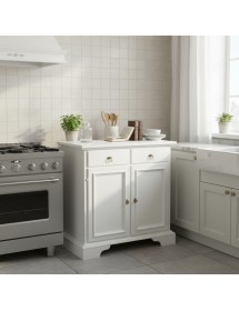 Credenza 2 Ante 2 cassetti arte povera legno massello bianco 90X40X94