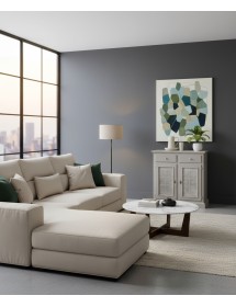 Credenza 2 Ante 2 cassetti shabby legno massello tortora decorata 90X40X94