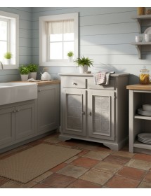 Credenza 2 Ante 2 cassetti shabby legno massello tortora decorata 90X40X94