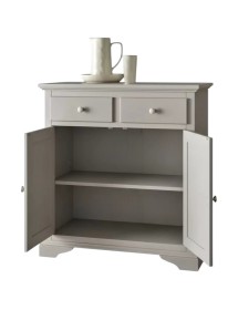 Credenza 2 Ante 2 cassetti shabby legno massello tortora decorata 90X40X94