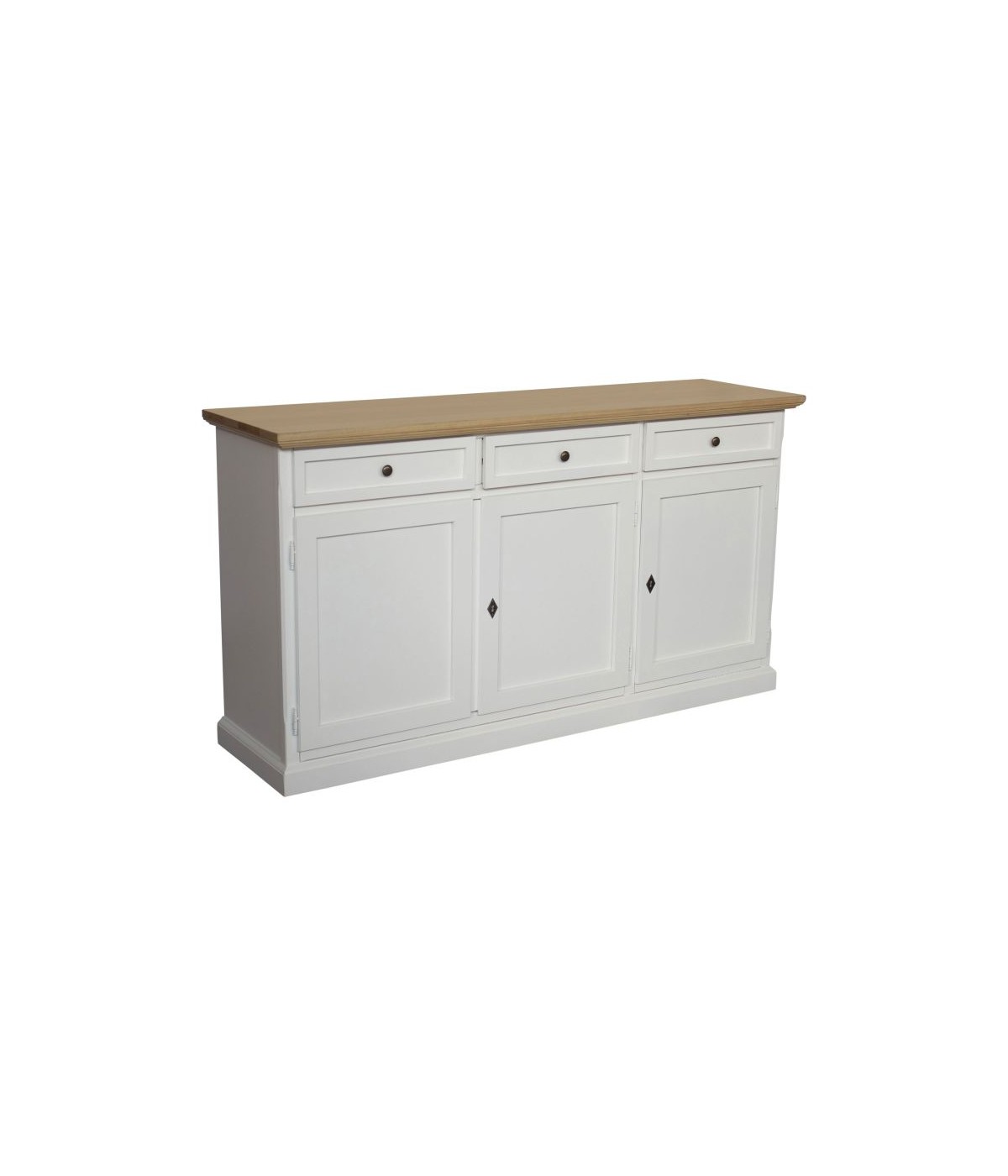 MADIA CREDENZA IN LEGNO 3 PORTE SHABBY CHIC BICOLORE 156x42x85