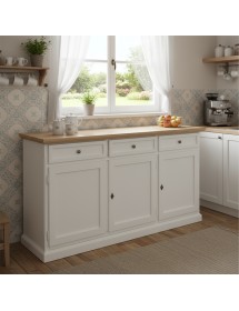 MADIA CREDENZA IN LEGNO 3 PORTE SHABBY CHIC BICOLORE 156x42x85