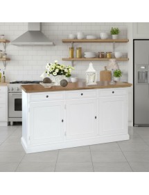 MADIA CREDENZA IN LEGNO 3 PORTE SHABBY CHIC BICOLORE 156x42x85