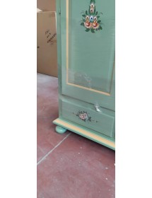 Armadio Classico 1 Anta Shabby legno verde decori filo oro 96x56x196
