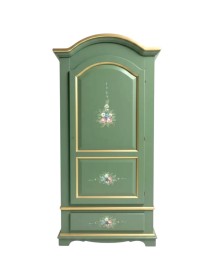 Armadio Classico 1 Anta Shabby legno verde decori filo oro 96x56x196