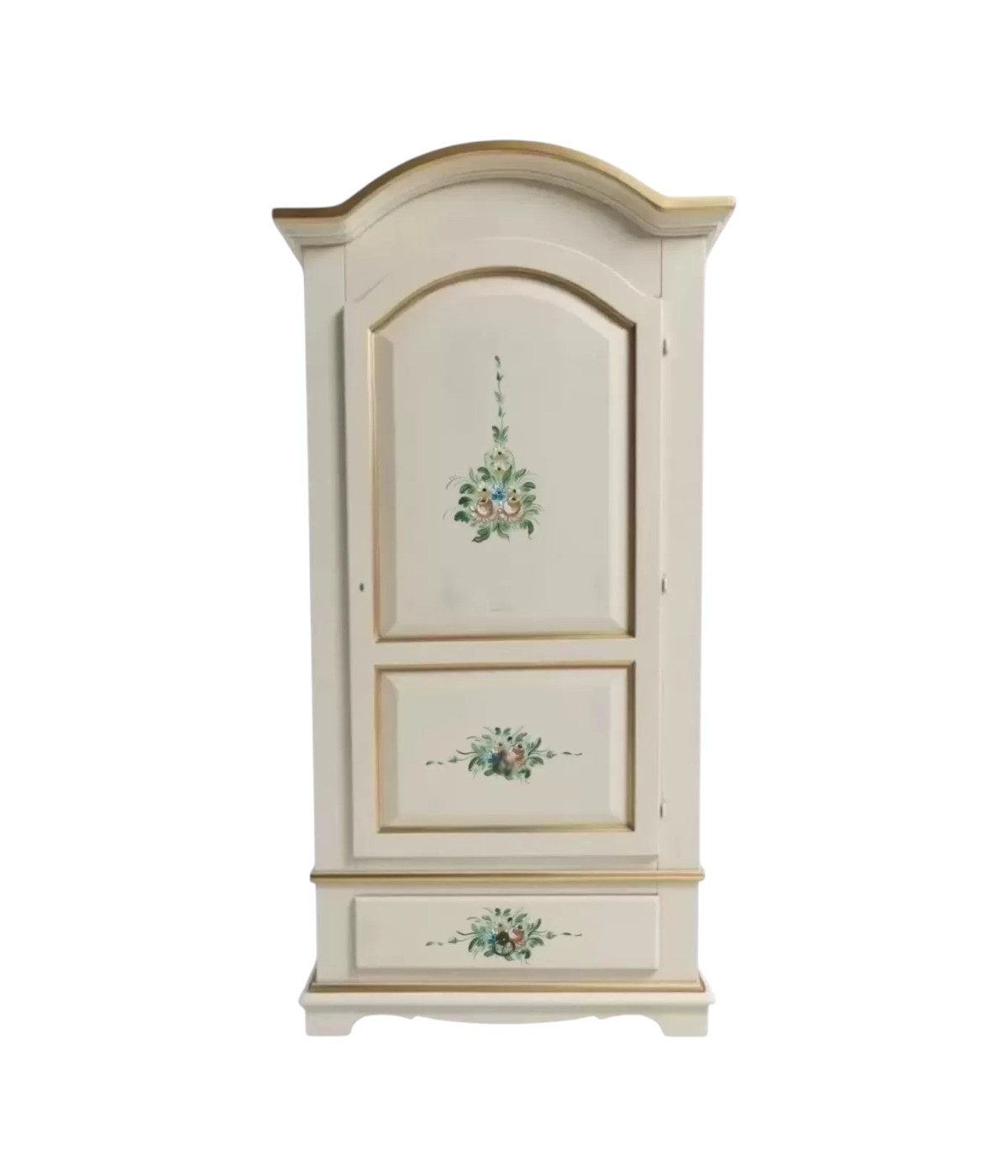 Armadio Classico 1 Anta Shabby legno avorio decori filo oro 96x56x196