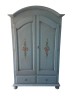 ARMADIO 2 PORTE LEGNO SHABBY CERATO AZZURRO DECORATO 125X61X200