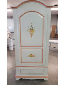 Armadio Classico 1 Anta Shabby legno bianco decori filo rosa 96x56x196