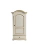 Armadio shabby 1 porta legno bianco anticato filo ocra 96x56x196 vista frontale