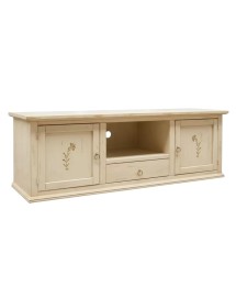 Porta tv 2 ante 1 cassetto legno shabby avorio anticato decori 160x46x56