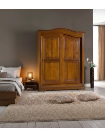 MOBILI 2G - Armadio 2 porte scorrevoli arte povera in legno tinta noce 180x66x227