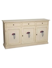 Madia credenza 3 porte avorio anticato legno shabby decorata 156X42X85