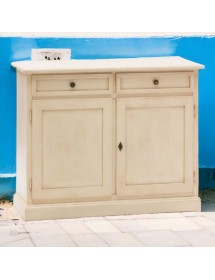 Madia Credenza Shabby Chic In Legno 2 Porte avorio anticato 105x42x85