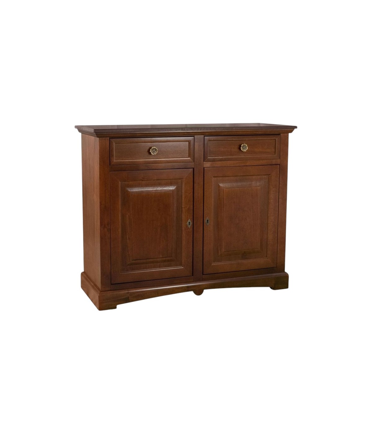 Credenza arte povera 2 ante Legno noce scuro 117X46X96 vista frontale