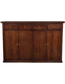 Madia Credenza legno 4 porte 4 cassetti arte povera noce scuro 160X40X110