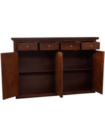 Madia Credenza legno 4 porte 4 cassetti arte povera noce scuro 160X40X110