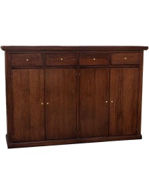 Madia Credenza legno 4 porte 4 cassetti arte povera noce scuro 160X40X110