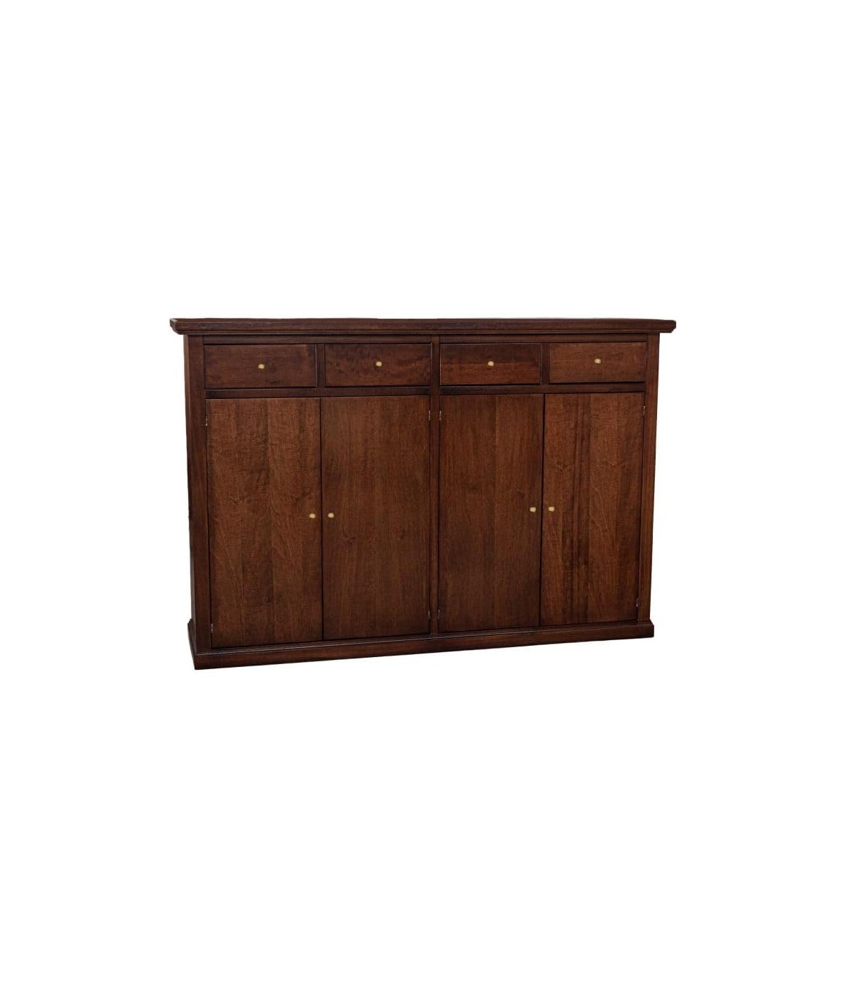 Madia Credenza legno 4 porte 4 cassetti arte povera noce scuro 160X40X110