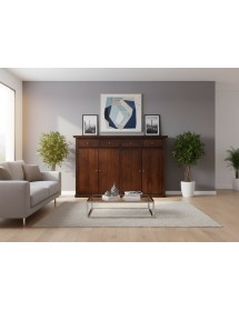 Madia Credenza legno 4 porte 4 cassetti arte povera noce scuro 160X40X110