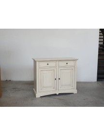 MOBILI 2G - Credenza shabby 2 ante Legno avorio anticato 117X46X96 vista frontale