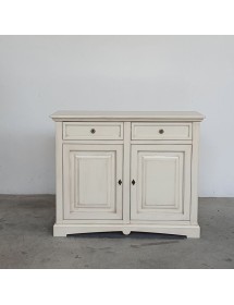 MOBILI 2G - Credenza shabby 2 ante Legno avorio anticato 117X46X96 vista frontale