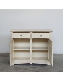 MOBILI 2G - Credenza shabby 2 ante Legno avorio anticato 117X46X96 vista frontale
