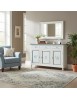 Madia credenza 3 porte legno bianco anticato pavoncella filo blu 150x43x98