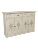 Credenza legno 4 porte 4 cassetti shabby bianco anticato decorato 160X40X110