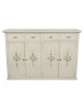Credenza legno 4 porte 4 cassetti shabby bianco anticato decorato 160X40X110