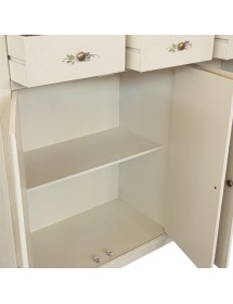 Credenza legno 4 porte 4 cassetti shabby bianco anticato decorato 160X40X110