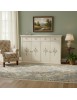 Credenza legno 4 porte 4 cassetti shabby bianco anticato decorato 160X40X110