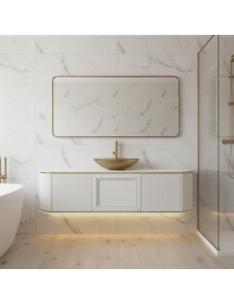 Mobile bagno sospeso contemporaneo 2 ante 1 cassetto cannettato leg...