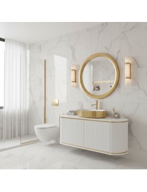 Mobile bagno sospeso contemporaneo 2 ante cannettato legno bianco o...