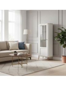 Vetrina contemporanea cannettato 1 anta legno bianco oro cromo 78X5...