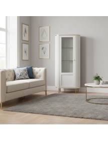 Vetrina contemporanea cannettato 1 anta legno bianco oro cromo 78X5...