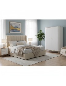 Armadio contemporaneo cannettato 2 ante legno bianco oro cromo 126X...