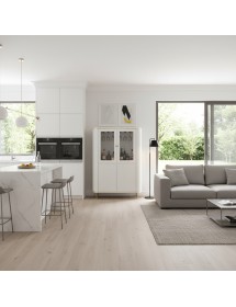 Mobile bar contemporaneo cannettato 4 ante legno bianco oro cromo 1...