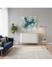 Credenza contemporanea cannettato 2 ante legno bianco oro cromo 117...